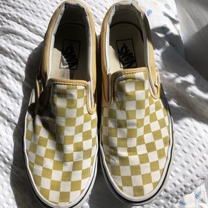 yellow and white checkered vans